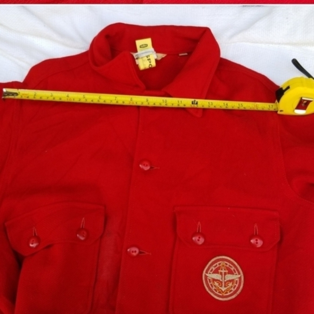 Vintage Red Wool Shirt Jacket XL XXL Chore Coat Workwear Overshirt - Picture 9 of 12